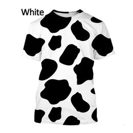 Fashion Cow Pattern 3D Printing Casual Animal Short Sleeve Personality Mens Shirt Hip Hop Round Neck Top T-Shirt 240513