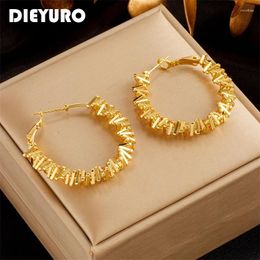 Hoop Earrings DIEYURO 316L Stainless Steel Gold Silver Colour Irregular Triangles For Women Girls Ear Buckle Jewellery Gifts