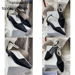 Toteme Satin Women Shoes Pumps Pearl Black Ankle Strap Italy 3.5cm High Heel European Size 35-40 Original Box Real Photos 3JHF