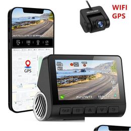 Car Dvr Dvrs V55 3 Inch Ips Dash Cam Built In Gps Wifi 1080P Dual Lens Camera Dashcam Wide Angle Video Recorder Rear Night Dro Drop Dhru6