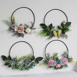 Decorative Flowers Wall Decoration Wreath Garland The Simulation Flower Vine Rattan Hoop Artificial Ring