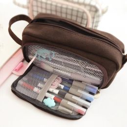 Large Capacity Canvas Pencil Case, Kawaii Pencil Pouch Supplies, Pen Case, School and Office Stationery