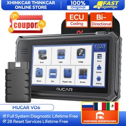 MUCAR VO6 OBD2 Professional Auto Scanner Full System 28 Resets ECU coding Active Test Lifetime Free Update Car Diagnostic Tools