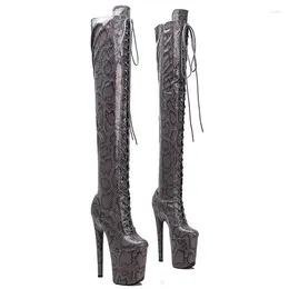 Dance Shoes Lace Up Sexy Model Shows Suede Upper 20CM/8Inch Women's Platform Party High Heels Pole Thigh Boots 325