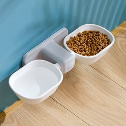 Wall-mounted Pet Dog Cat Double Bowl Kitten Food Water Feeder Pet Food Bowl For Cat Dog Cat Accessories Dog Bowl Cat Bowl