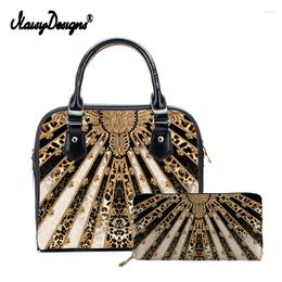 Shoulder Bags Women's Bag Tote For Ladies Handbag Purse 2 Pcs Set Fashion Golden Luxury European Pattern Torebka Damska Drop