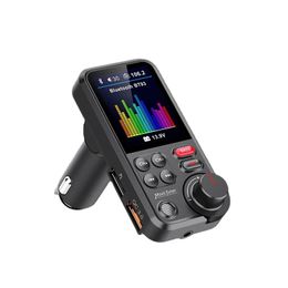 2024 Bluetooth Car Wireless FM Transmitter Radio Adapter Aux QC3.0 Charging Treble Bass Sound Music Player 1.8"QC3.0 PD USB ChargerWireless FM Transmitter