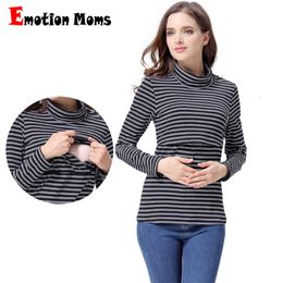 Emotion Moms Autumn Winter Maternity Clothes T-shirts for Pregnant Women Long Sleeve Turtlenecks Breastfeeding Tops L2405