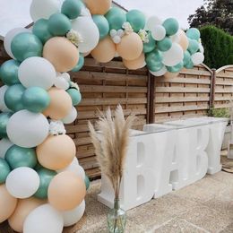 Party Decoration 87Pcs/Lot Macaron White Balloon Arch Kit Green Skin Colour Latex Garland Balloons Wedding Birthday Decor Baby Shower Globos