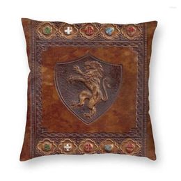 Pillow Hand Tooled Leather Medieval Book Cover Home Decor Vintage Throw For Living Room