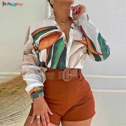 Women's Polos Floral Printed Blouse Shirts Slim Fit Women Tank Top Turn Down Collar Button Sexy Style Office Work Suit