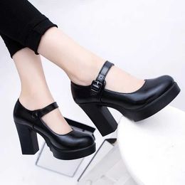 Dress Shoes Fashion Womens Work Shoes Mary Jane Shoes 2024 Spring Thick High Heels Platform Womens High Heels Fashion and Comfortable Womens ShoesL2405