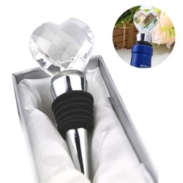 Crystal Wine Stoppers Bar Tools Alloy Heart Shaped Champagne Sealing Bottle Stopper Wedding Guest Gifts