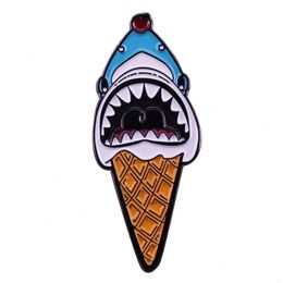 Icecream shark Cute Anime Movies Games Hard Enamel Pins Collect Metal Cartoon Brooch Backpack Hat Bag Collar Lapel Badges Women Fashion Jewellery S60024