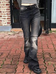 Women's Jeans 2024 Women Vintage Streetwear Black Korean Flare High Waiste Oversize Wide Leg Pants Grunge Denim Trousers Brand Alt Cloth