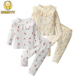 Clothing Sets Casual Born Baby Girl Clothes Set Floral Printed Cotton Long Sleeve Top Pants 2pcs Toddler Girls Outfits For 0-24Months