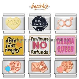 Charms Hapiship 2024 Fashion Drama Queen Key Lock Love Heart Italian Charm Links Fit 9Mm Bracelet Stainless Steel Diy Jewellery Dj1147 D Otvfu