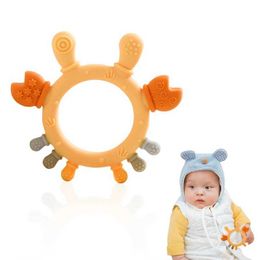 Teethers Toys 1 piece of baby silicone teeth cartoon crab teeth toy baby newborn bracelet rattlesnake toy health care teeth toy S52112