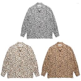 Men's Casual Shirts Fall WACKO Leopard Long Sleeve Shirt 2024 High Street Quality Tops Mens Womens Hawaii