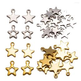 Charms 20Pcs Stainless Steel Star Pentagram Hollow Pendant DIY Bracelets Necklace Jewellery Making Craft Supplies Accessory