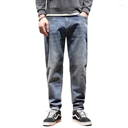 Men's Jeans Baggy Men Loose Fit Harem Pants Wide Leg Fashion Letters Retro Blue Hip Hop Streetwear Casual Denim Trousers Spring