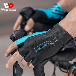 WEST BIKING Summer Cycling Gloves Half Finger Men Women Shockproof Breathable Sport Gloves MTB Road Bike Fingerless Gym Gloves 240521