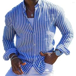 Men's Casual Shirts Lapel Dress Shirt Slim Fit Hawaiian Style With Long Sleeves Single-breasted Design For Vacation Beach Top