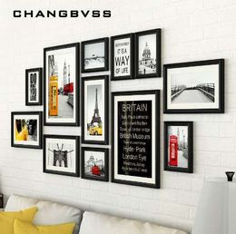 12 For With Frames Black Photo Picture Frame,Large Picture,Collage Pcs/set Wall Sets,Vintage Wood Size Frame Xsxke