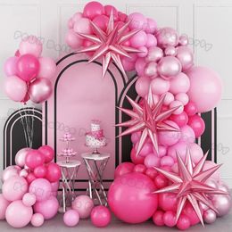 Pink Theme Star Balloons Garland Arch Kit Boy And Girl Birthday Party Baby Shower Decoration Pink Balloon Wedding Party Supplies 240520