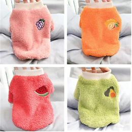 Dog Apparel Cute Pet Clothes Winter Cat Fruit Embroidered Warm Fleece Small And Medium-sized Puppy Coat