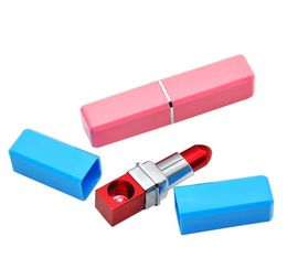 Portable Lipstick Shaped Metal Smoking Pipes Tobacco Cigarette Women Mini Pipes Fashion Lip stick for Lady Girl Christmas Gifts 3 2439504