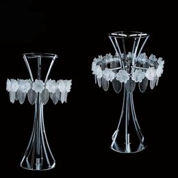 Luxury Metal Acrylic Wedding Walkway Pedestal Trumpet Vase for Wedding Centrepieces Flower Arrangement Holder for Wedding Event