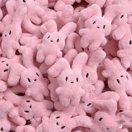 3PCS Cartoon Plush Keyring Soft Cute Pink Rabbit Doll Keychain Backpack Car Key Hanging Pendant Ornaments For Children Girls Gift