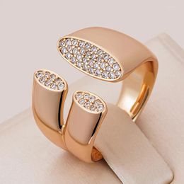 Cluster Rings Kinel Terndy Natural Zircon 585 Rose Gold Color Geometric Ring For Women Girls Party Fine Jewelry Christmas Gift