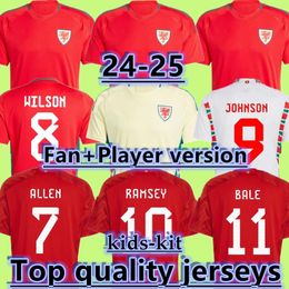 24 25 Kids Wales JOHNSON soccer jersey 2024 Euro Cup CYMRU National Team Men Home Away Football Shirts Kit Full Set Uniform BROOKS WILLIAMS DAVIES WILSON BROOKS AMPADU