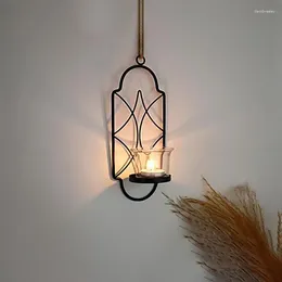 Candle Holders Nordic Metal Wall Hanging Holder Hollow Geometric Lamp Home Decoration Bedroom