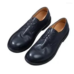 Casual Shoes Round Toe Retro Genuine Leather Men Derby British Mens Daily Business Office Work Soft Comfortable