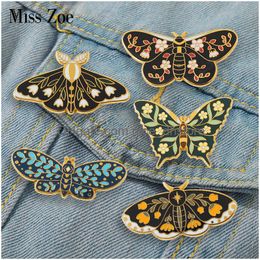 Pins Brooches Butterflys Moth Hard Enamel Custom Lily Of The Valley Vine Lapel Badge Black Insect Plant Jewellery Gift For Friends Dro Otzbt