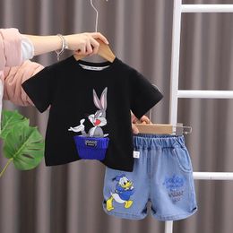 Clothing Sets Kids Baby Boy 2 Piece Set 2024 Summer Cartoon Printed Pullover Short Sleeve T-shirts And Shorts Infant Boys Clothes Outfits