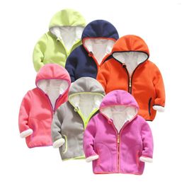 Jackets Toddler Girls Boys Spring Winter Long Sleeve Thick Solid Colour H Zipper Hooded Coat For 1 To 7 Years