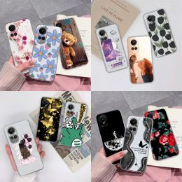 Phone Case For Oppo Reno10 10 Pro 5G Clear Soft Silicone Lovely Flower Back Cover Shell For Oppo Reno 10 Reno10Pro Fundas Capa
