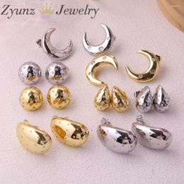 Stud Earrings 5 Pairs Gold Silver Color Zircon Round Drop Geometric For Women Piercing Ear Jewelry Accessories Wedding