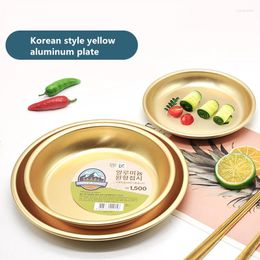 Bowls Korean-style Yellow Aluminum Plate Barbecue Western Soup Dinner Thickened Flat Bottom