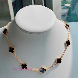 Designer Jewelry Luxury Vanca Accessories Ten Flower Pendant Necklace Lucky Four Leaf Grass 10 Flower Necklace Collar Chain Fritillaria Necklace Agate CP8S