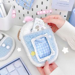 3PCS Cute Plush Animal Holder Keychain with 3 Inch Photo Card Fluffy Sleeping Bag for 10cm Doll Kawaii Women Keyring Wholesales