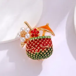 Brooches Korean Version Of Cute Coconut Water Brooch Creative Elegant Fashion Pin Clothing Accessories Corsage Jewellery Gifts