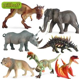 Novelty Games Wild Jungle Zoo Animal Wolf Elephant Dinosaur Rhino Turtle Action Figures Collection TPR Model Educational toy for children Gift Y240521