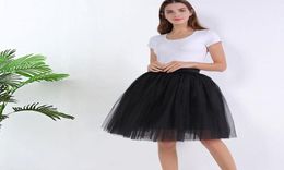 Skirts 7 Layers Midi A Line Tutu Tulle Skirt High Waist Pleated Skater Womens Vintage Lolita Ball Gown Summer Saias Jupe3279159