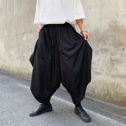Men's Pants Summer Black Crotch Trousers Casual Slacks Culottes Flared Shorts Young Hairstylist Yamamoto