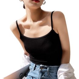 Women Summer Modal Camisole Crop Tops Sleeveless Slim Sling Tshirt Black White Bottoming Tanks Bra Underwear Vest 240517